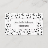 サッカーのコーチは白い黒の名刺をスポーツ 名刺 (正面)
