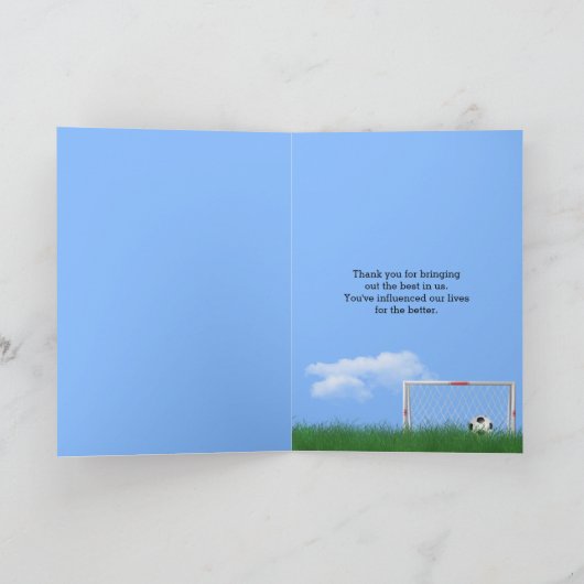 サッカーのコーチは網の球との感謝していしています カード (内部)