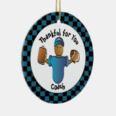 サッカーのコーチ現在の男性の漫画パーソナライズされた セラミックオーナメント (右)