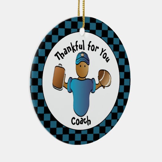 サッカーのコーチ現在の男性の漫画パーソナライズされた セラミックオーナメント (右)