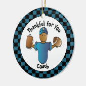 サッカーのコーチ現在の男性の漫画パーソナライズされた セラミックオーナメント (左)