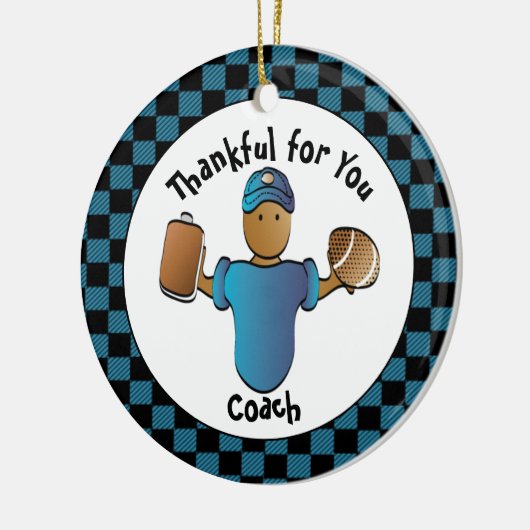 サッカーのコーチ現在の男性の漫画パーソナライズされた セラミックオーナメント (左)