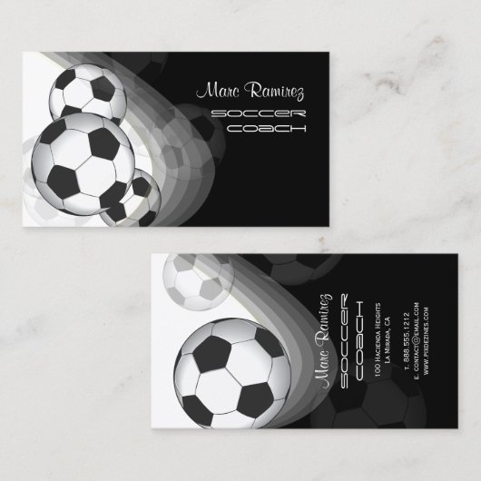 サッカーのコーチ/サッカーのお母さんがカードを呼ぶ 名刺 (正面/裏面)
