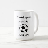 サッカーのコーチ、マグカップ、スポーツのコーチのためのギフトありがとう。 コーヒーマグカップ (正面右)
