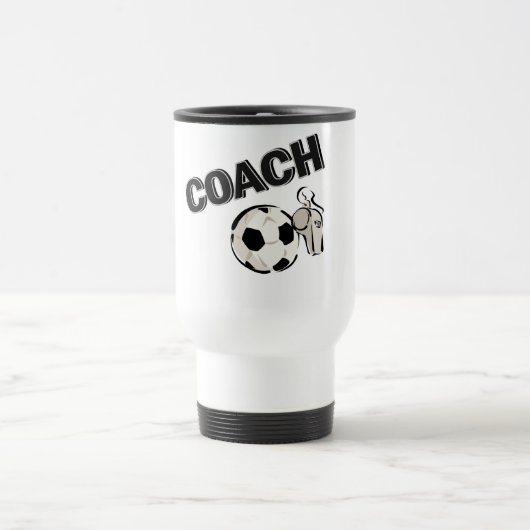 サッカーのコーチ(笛か球) トラベルマグ (中央)