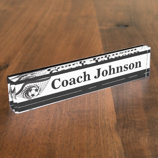 サッカーのコーチ| DIYの名前 デスクネームプレート (側面)