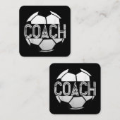 サッカーのコーチTシャツスポーツ素晴らしコーチング スクエア名刺 (正面/裏面)