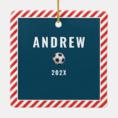 サッカーのゴアリーギフト セラミックオーナメント (裏面)