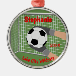 サッカーのゴールキーパーのパーソナライズなオーナメント メタルオーナメント