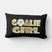 サッカーのゴールキーパーの女の子の金ゴールド ランバークッション (裏面)