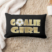 サッカーのゴールキーパーの女の子の金ゴールド ランバークッション (ブランケット)