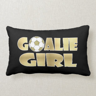 サッカーのゴールキーパーの女の子の金ゴールド ランバークッション