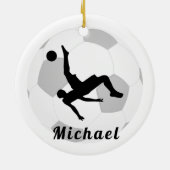サッカーのゴールキーパー黒番&白人選手の名前 セラミックオーナメント (裏面)