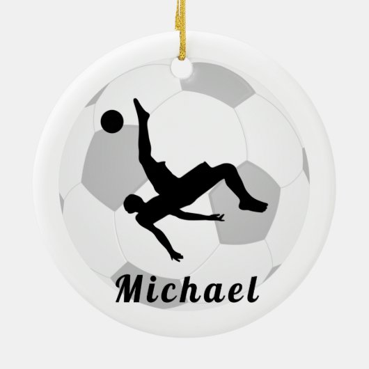 サッカーのゴールキーパー黒番&白人選手の名前 セラミックオーナメント (裏面)