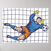 サッカーのゴールキーパー ダイビングセーブ ポスター (正面)