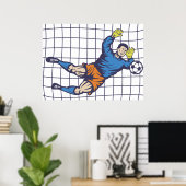 サッカーのゴールキーパー ダイビングセーブ ポスター (ホームオフィス)