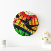 サッカーのゴールキーパー、網及び草 ラージ壁時計 (ホーム)