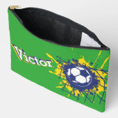 サッカーのサッカーネットのスプラット男の子の名前の鉛筆ケース アクセサリーポーチ (見開き)
