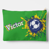 サッカーのサッカーネットのスプラット男の子の名前の鉛筆ケース アクセサリーポーチ (裏面)