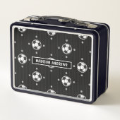 サッカーのシックなパーソナライズされた名前 メタルランチボックス (裏面)