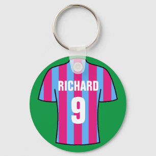 サッカーのシャツのデザインはクレートとブルー。 keychain キーホルダー