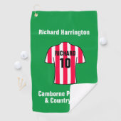 サッカーのシャ赤と白ツストライプ ゴルフタオル (インサイチュ)