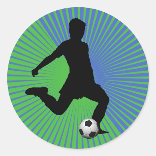 サッカーのシール – 少年グリーン ラウンドシール (正面)