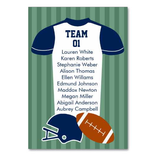 サッカーのジャージースポーツマン結婚試合日 テーブルナンバー (正面)