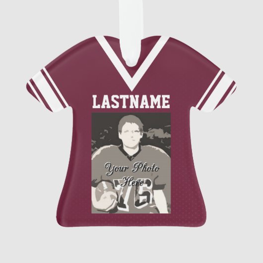 サッカーのジャージーバーガンディ制服と写真 オーナメント (裏面)