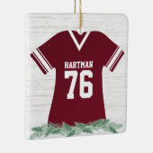 サッカーのジャージーマルーンと写真と白 セラミックオーナメント (右)