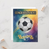 サッカーのスターおめでとう カード (正面/裏面インサイチュ)