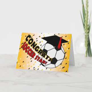 サッカーのスターのための卒業のお祝い カード