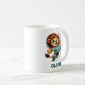 サッカーのスター かわいいライオン コーヒーマグカップ (正面右)