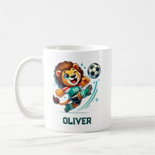 サッカーのスター かわいいライオン コーヒーマグカップ