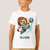 サッカーのスター かわいいライオン Tシャツ (正面)