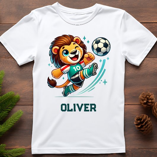 サッカーのスター かわいいライオン Tシャツ