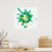 サッカーのスター(ばちゃばちゃ)跳ねる ポスター (キッチン)