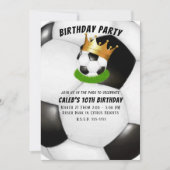 サッカーのスター ロイヤル ゴールド クラウン 男女兼用 誕生日パーティー 招待状 (正面)