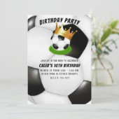 サッカーのスター ロイヤル ゴールド クラウン 男女兼用 誕生日パーティー 招待状 (スタンド正面)