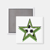 サッカーのスター 緑色 マグネット (正面/裏面)