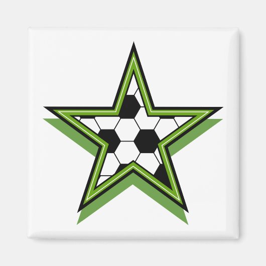 サッカーのスター 緑色 マグネット (正面)