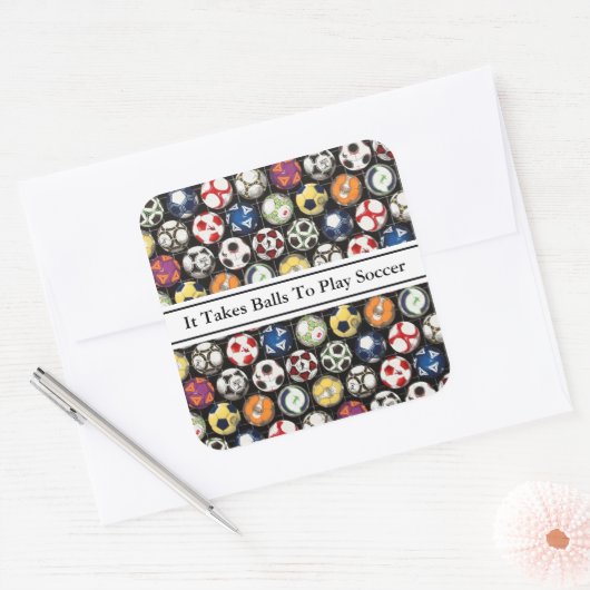 サッカーのステッカーに遊ボールを取る スクエアシール (封筒)