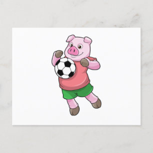 サッカーのスポーツでの豚 ポストカード