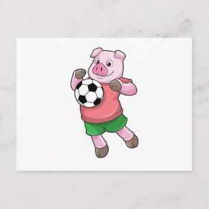 サッカーのスポーツでの豚 ポストカード