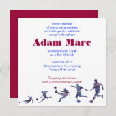 サッカーのスポーツの招待状のバーの(ユダヤ教の)バル・ミツバーのユダヤ人の赤 招待状 (正面/裏面)