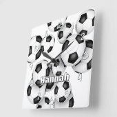 サッカーのスポーツルームのアスリート名 スクエア壁時計 (傾斜)