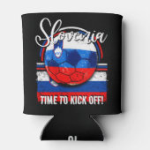 サッカーのスロベニア国旗、ヴィンテージホワイトブルーレッド 缶クーラー (裏面)