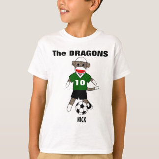 サッカーのソックス猿のTシャツ(緑カスタマイズ) - Tシャツ