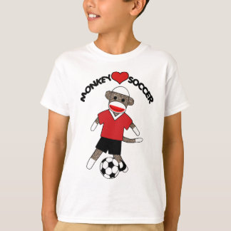 サッカーのソックス猿はTシャツをからかいます Tシャツ