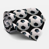 サッカーのタイ(黒い背景) ネクタイ (ロール)
